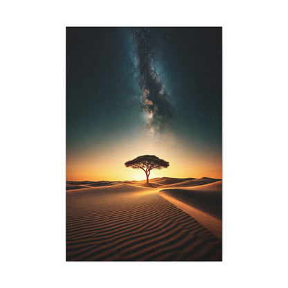 Lone Acacia Under the Cosmic Sky Wall Art & Canvas Prints