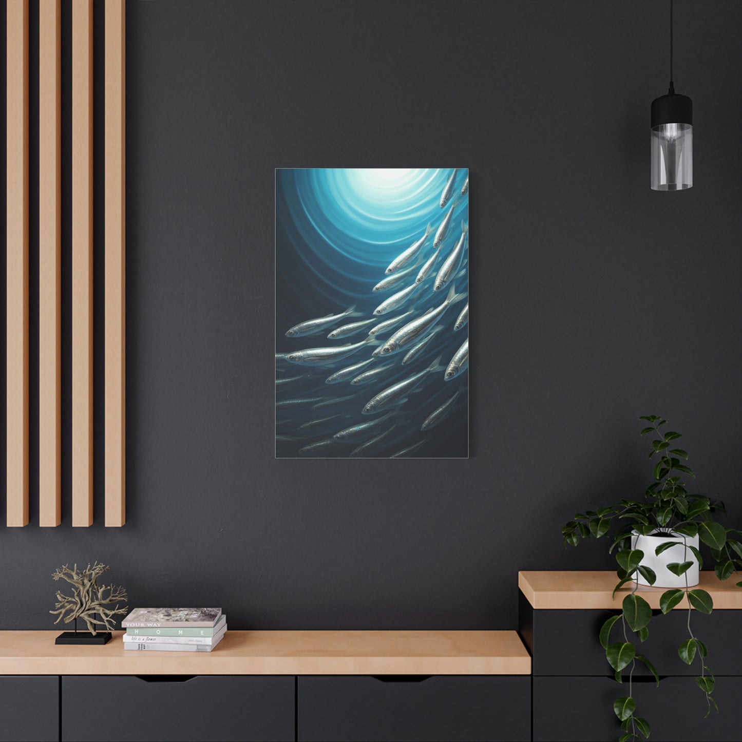 School of Fish in Deep Blue Ocean Wall Art & Canvas Prints