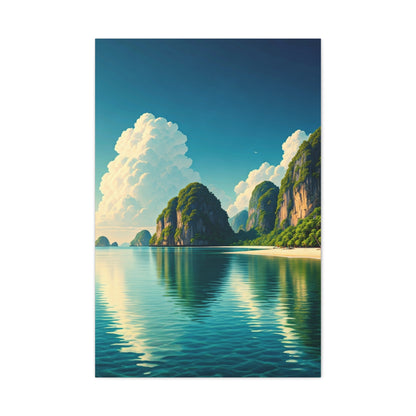 Emerald Lagoon Cliff Reflection Wall Art & Canvas Prints