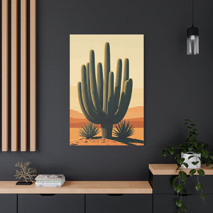 Golden Desert Saguaro Illustration Wall Art & Canvas Prints