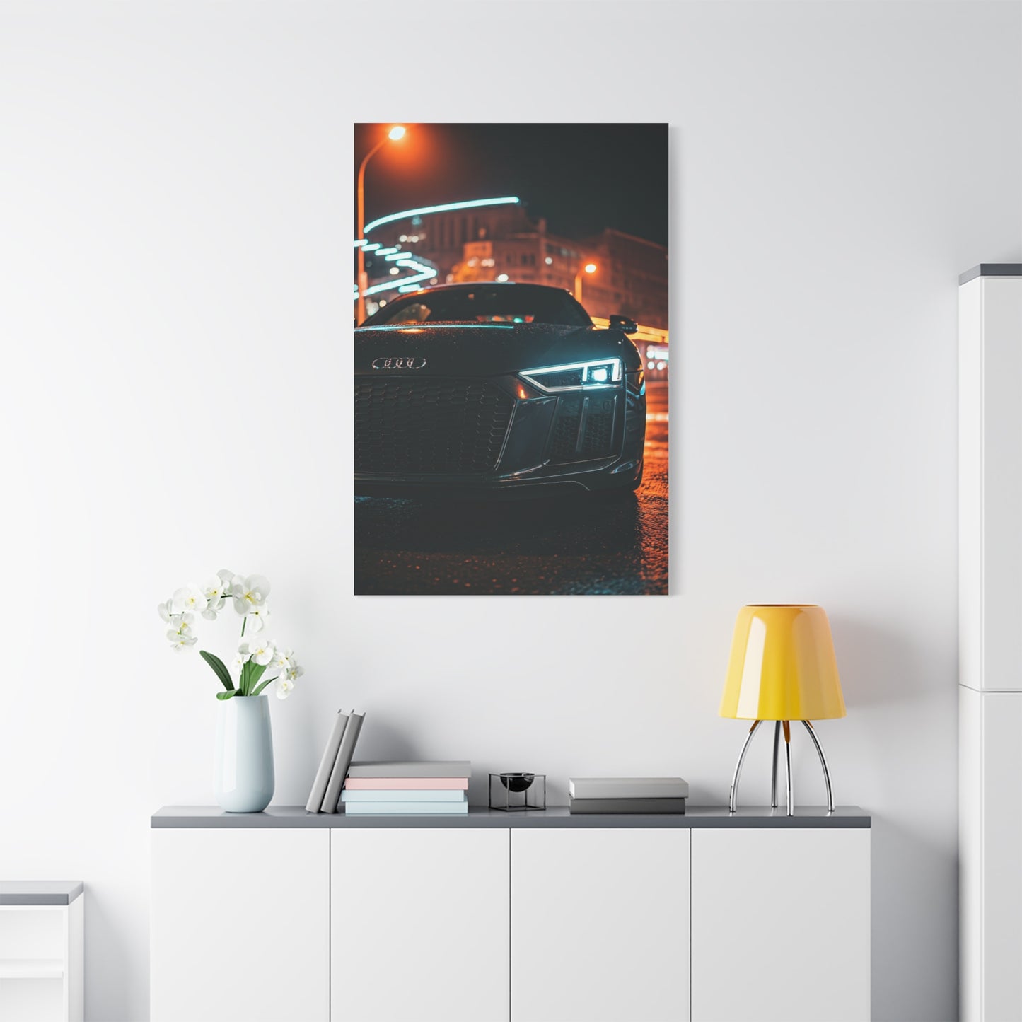 Audi R8 V10 Plus Downtown Night Drive Wall Art & Canvas Prints