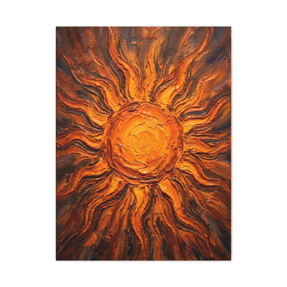 Fiery Impasto Sunburst Painting Wall Art & Canvas Print