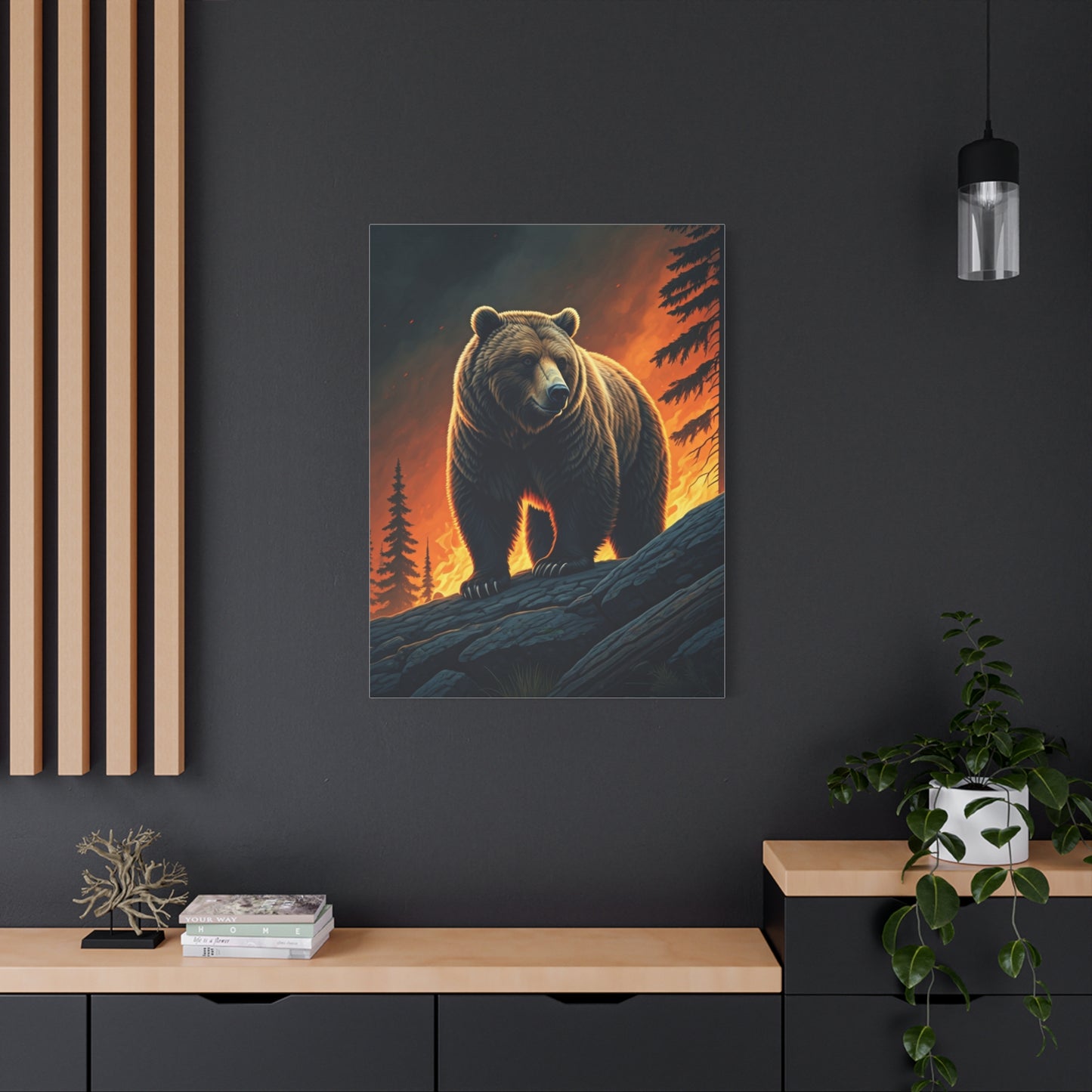 Majestic Bear in Fiery Wilderness Wall Art & Canvas Prints