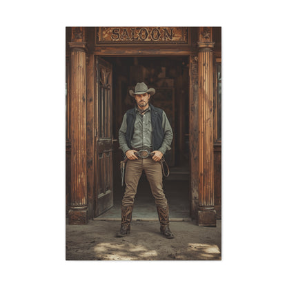 Gunslinger Outside the Saloon Wall Art & Canvas Print