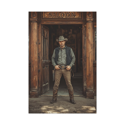 Gunslinger Outside the Saloon Wall Art & Canvas Print