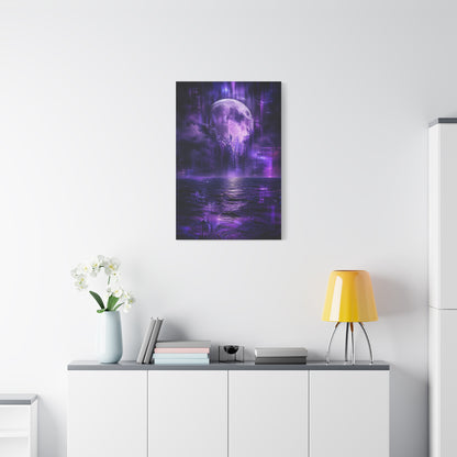 Surreal Violet Moon Glitchscape Wall Art & Canvas Print