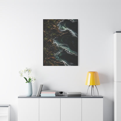 Dark Biophilic Coastal Wave Composition Wall Art & Canvas Print