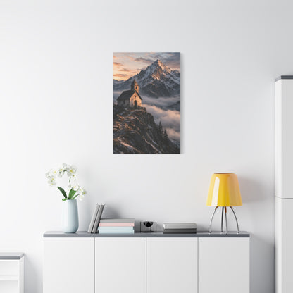 Lone Alpine Chapel Sunrise Wall Art & Canvas Print