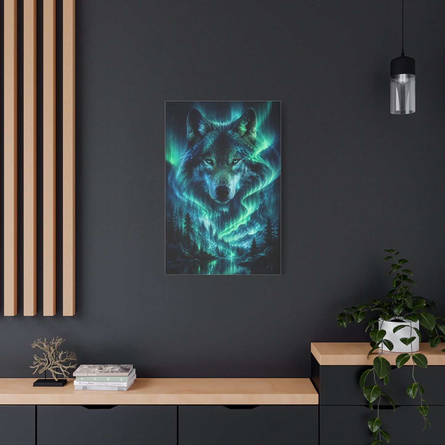 Aurora Spirit Wolf Cosmic Landscape Wall Art & Canvas Print