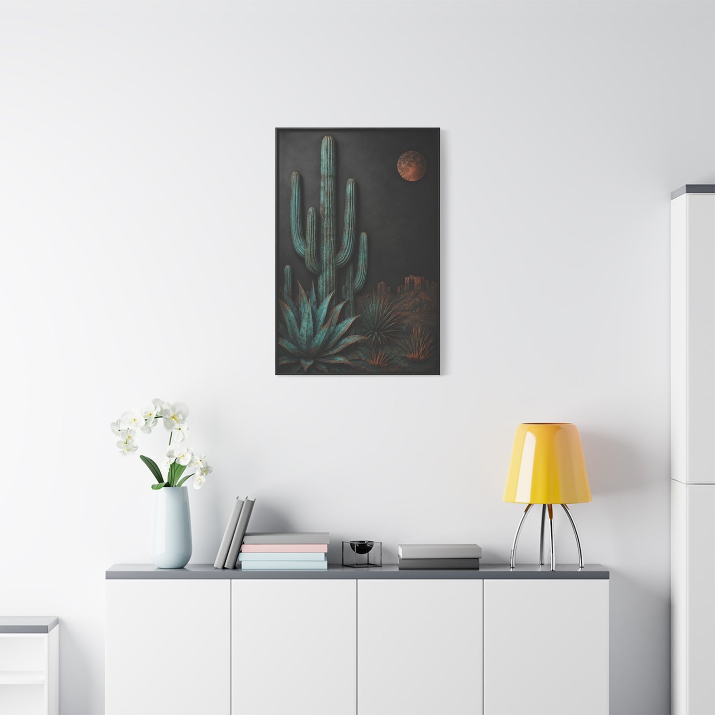 Turquoise Patina Desert Cactus Wall Art & Canvas Print