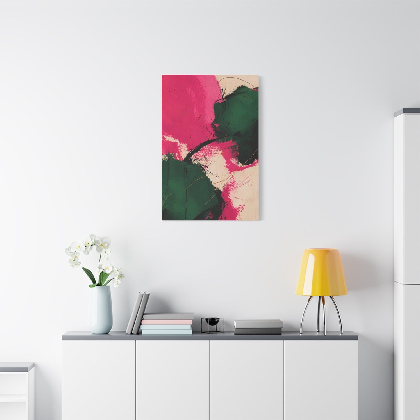 Bold Pink and Emerald Abstract Wall Art & Canvas Print