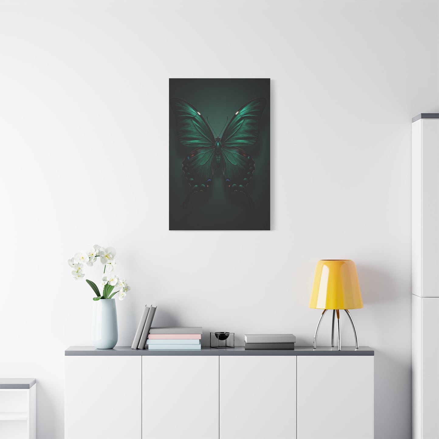 Symmetrical Emerald Butterfly Portrait Wall Art & Canvas Prints