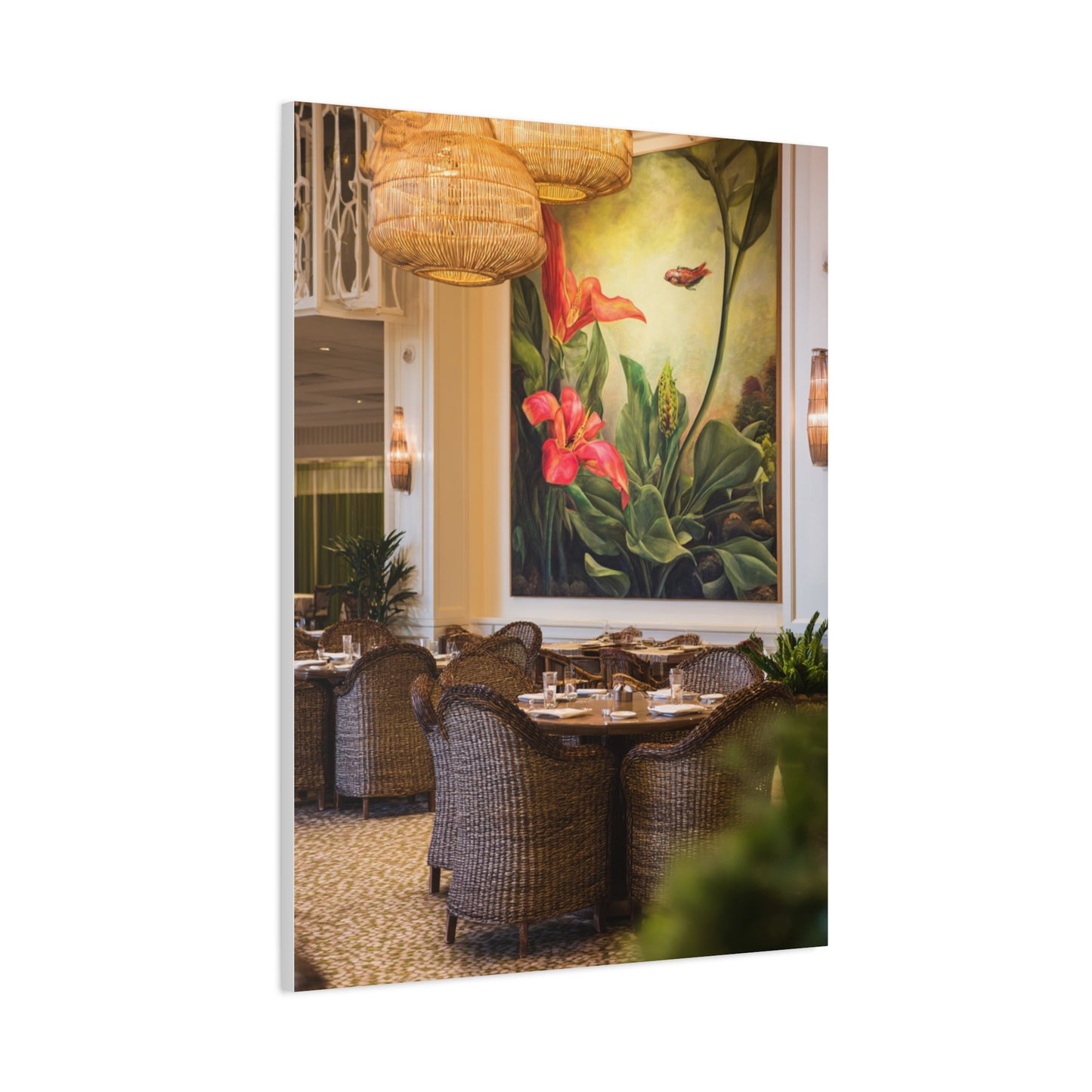 Tropical Flora and Fauna Resort Restaurant Wall Art & Canvas Print