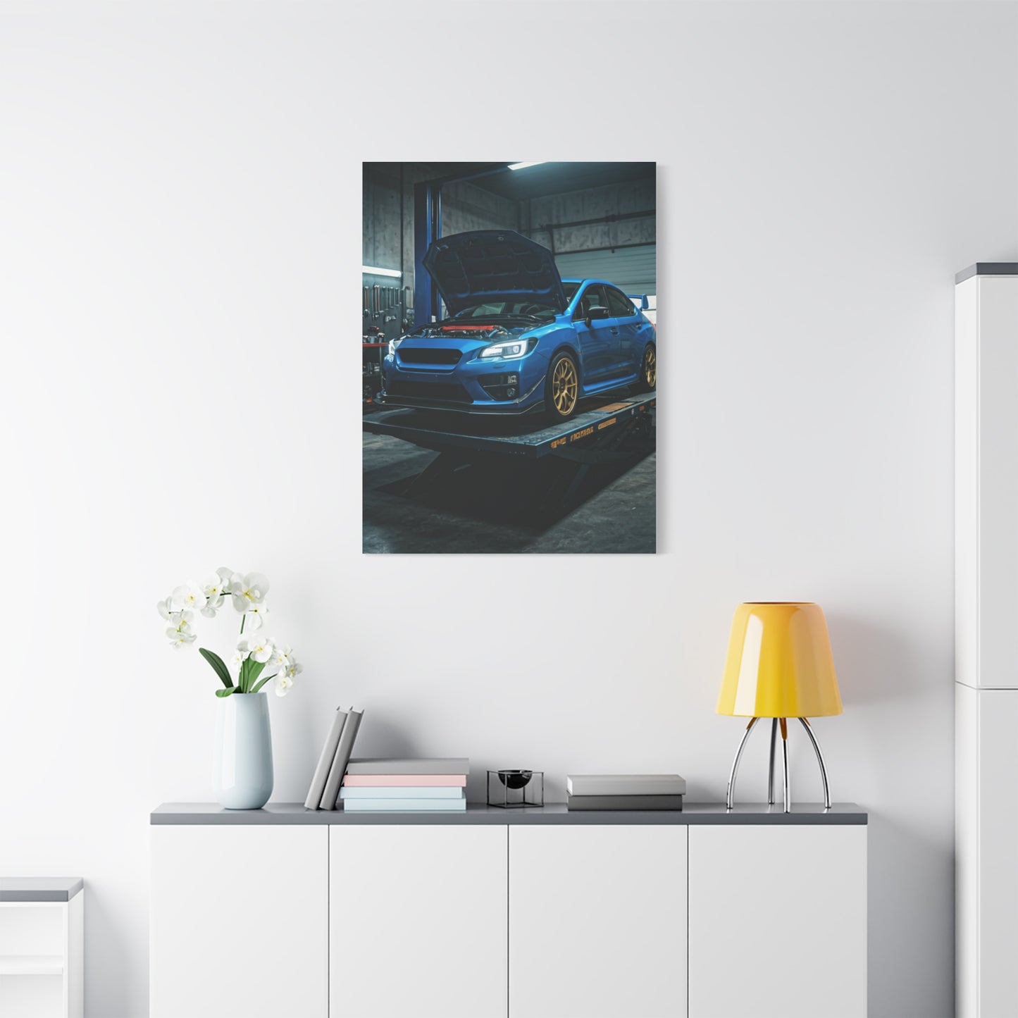 Subaru WRX STI Performance Workshop Scene Wall Art & Canvas Prints