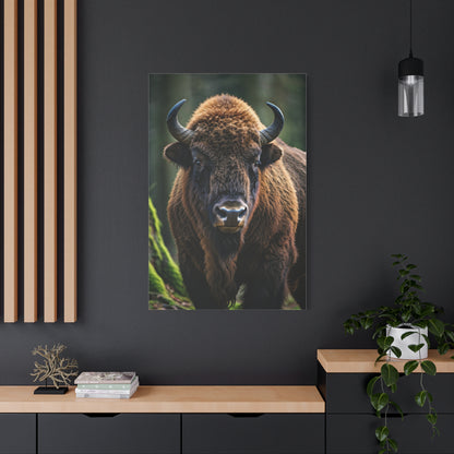American Bison in Prairie Grass Portrait Wall Art & Canvas Print