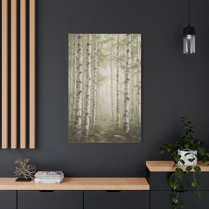 Light Birch Woodland Minimal Landscape Trees Wall Art & Canvas Print