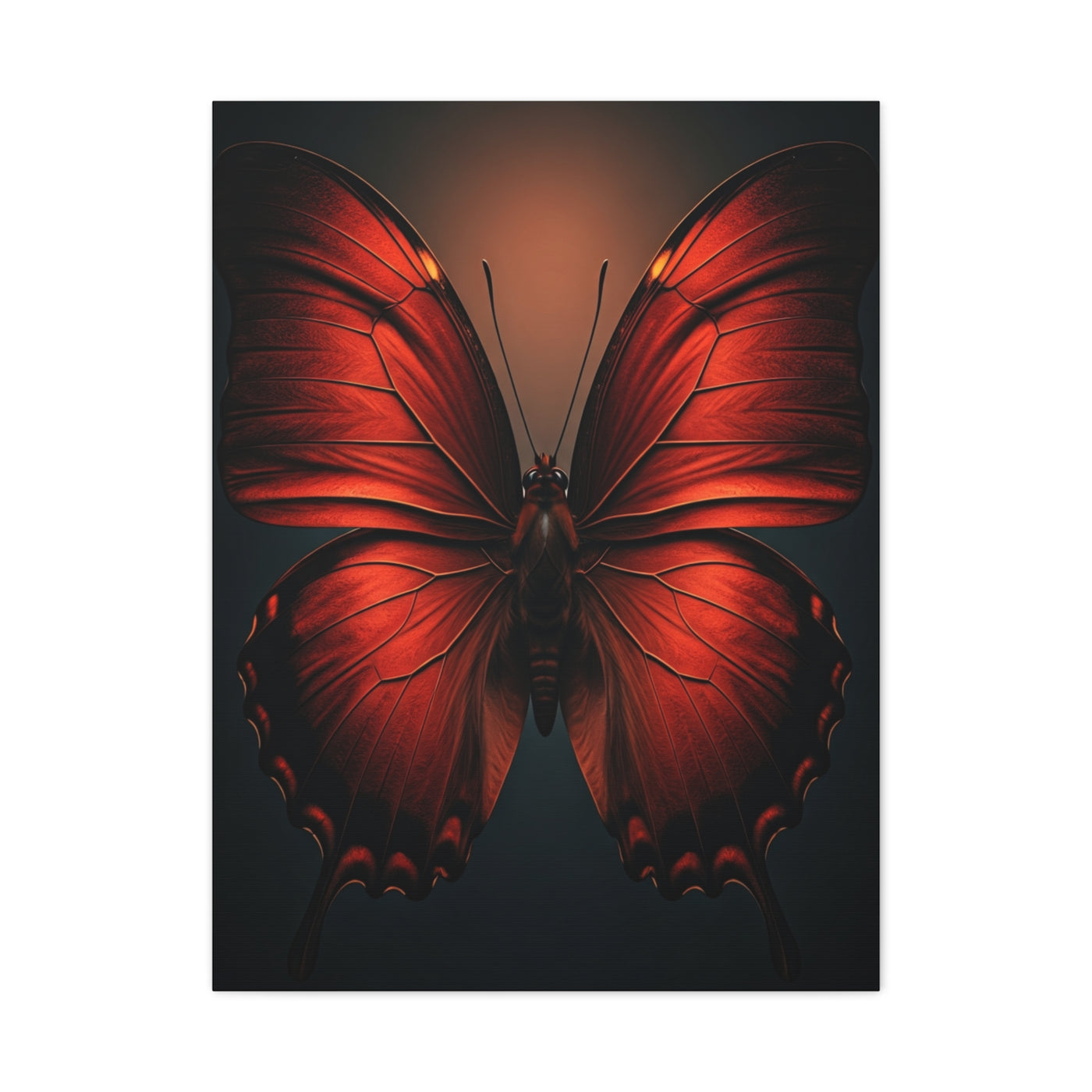 Crimson Ember Butterfly Symmetry Wall Art & Canvas Prints