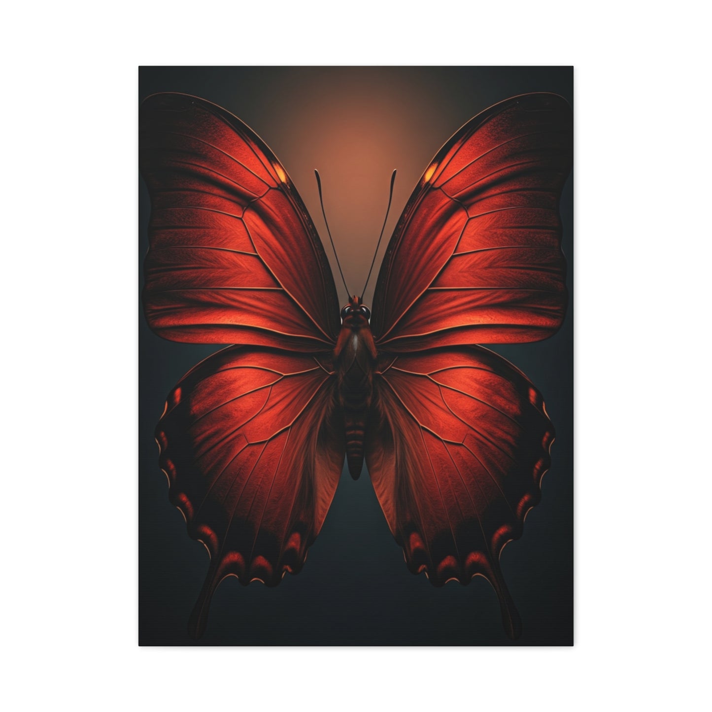 Crimson Ember Butterfly Symmetry Wall Art & Canvas Prints