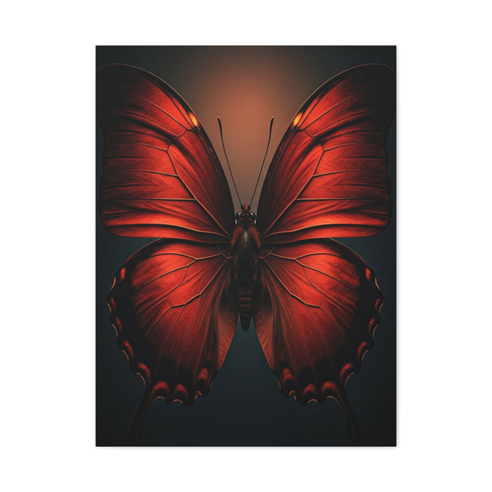 Crimson Ember Butterfly Symmetry Wall Art & Canvas Prints