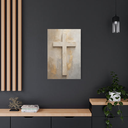 Minimal Ivory Christian Cross Wall Art & Canvas Print