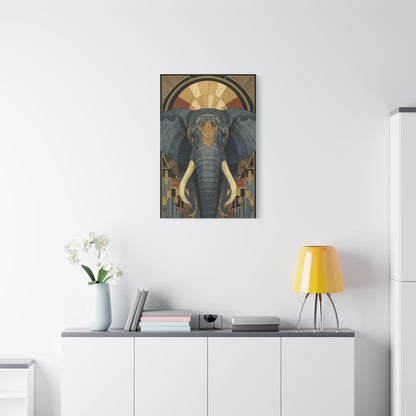 Art Deco Elephant Halo Portrait Wall Art & Canvas Print