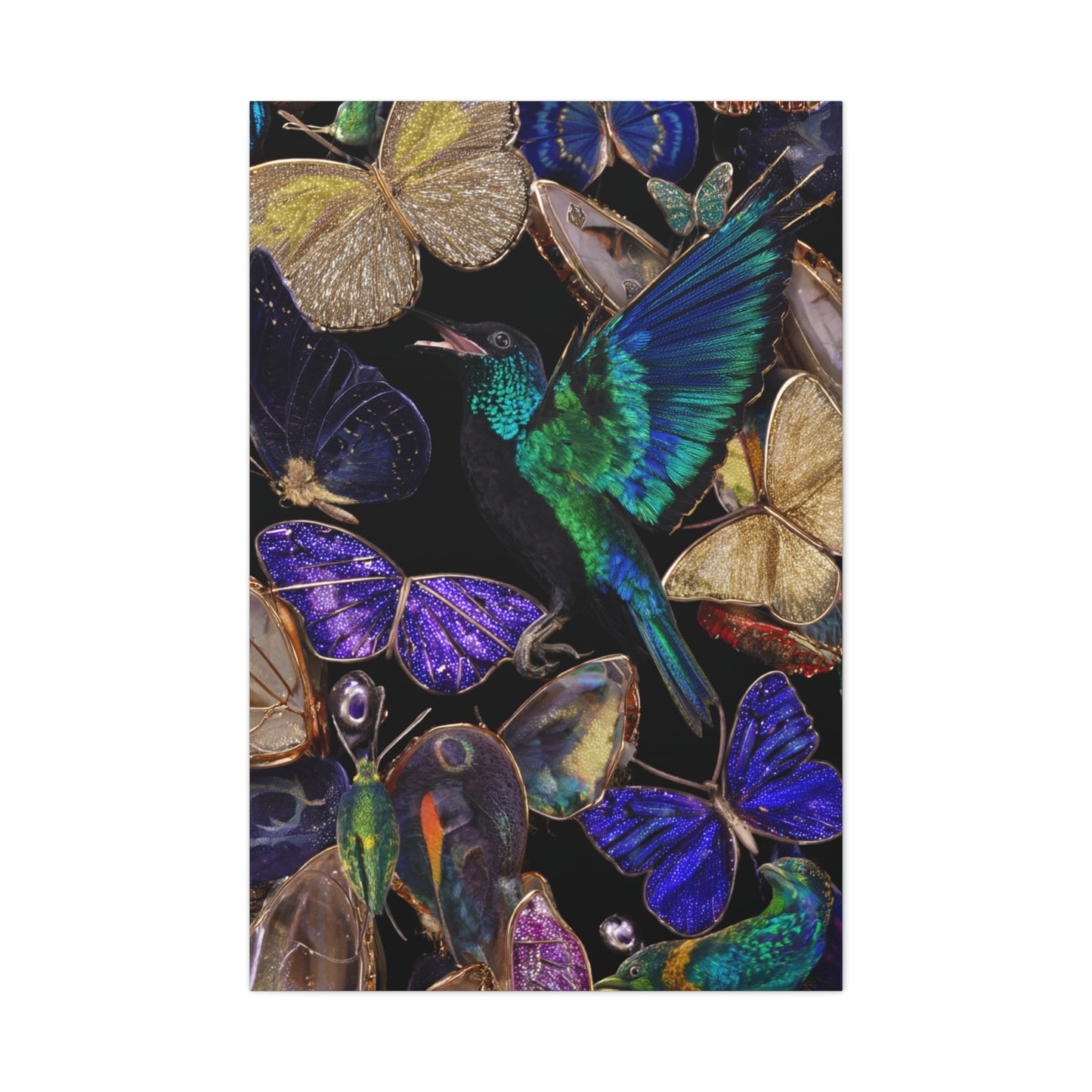 Jewel Tone Hummingbird and Butterfly Collection Wall Art & Canvas Print
