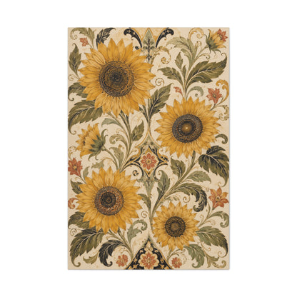 Ornate Floral Sunflower Tapestry Wall Art & Canvas Print