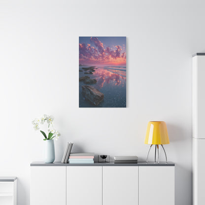 Sunrise Driftwood Shoreline Reflection Wall Art & Canvas Print