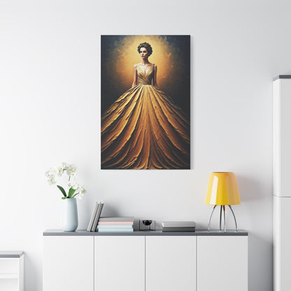 Golden Radiance Gown Portrait Wall Art & Canvas Print