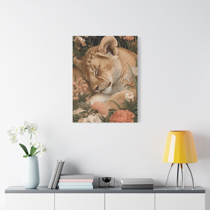 Lion Cub Floral Dream Portrait Wall Art & Canvas Print