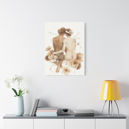 Minimal Dual Figure Botanical Composition Wall Art & Canvas Print
