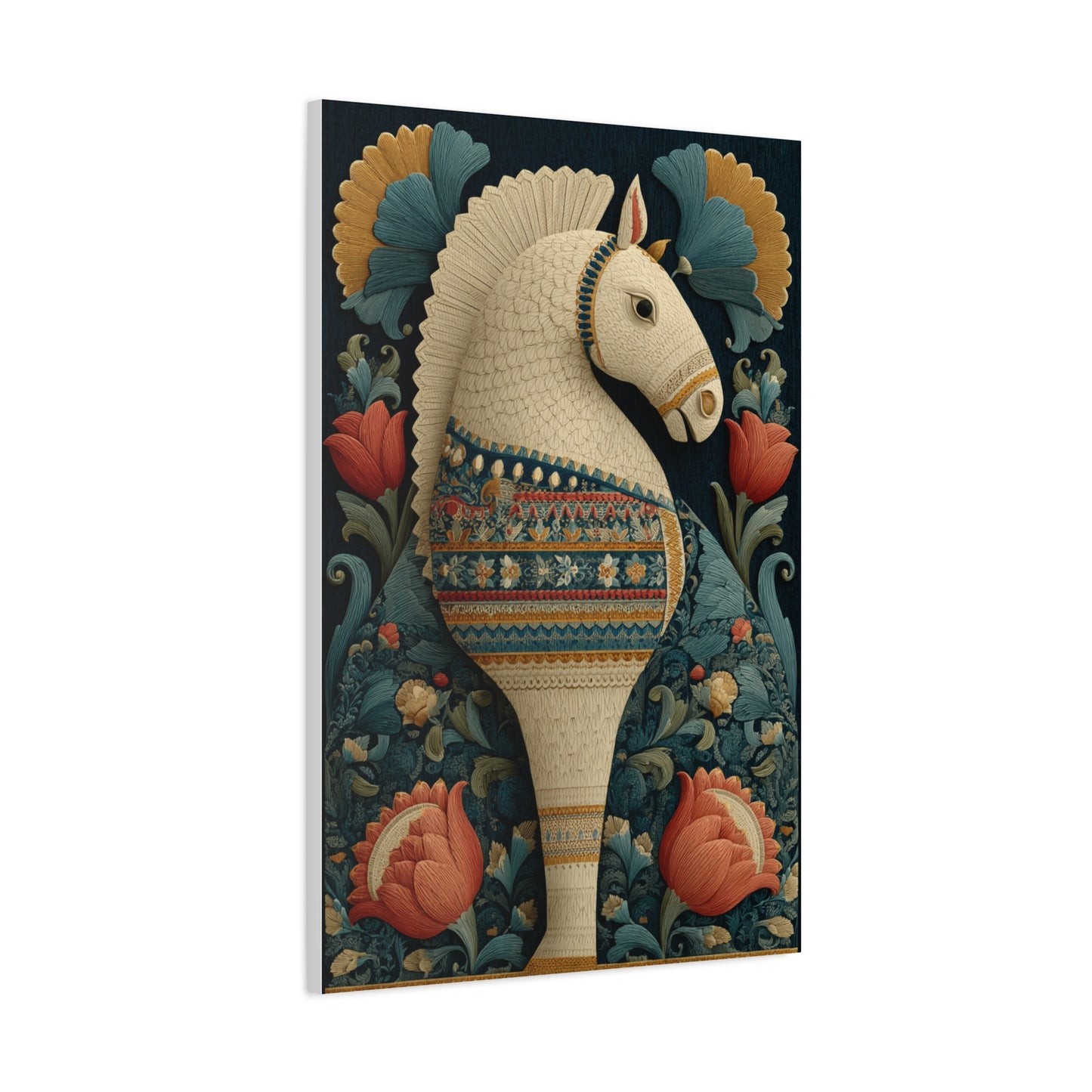 Swedish Dala Horse Folk Floral Wall Art & Canvas Print