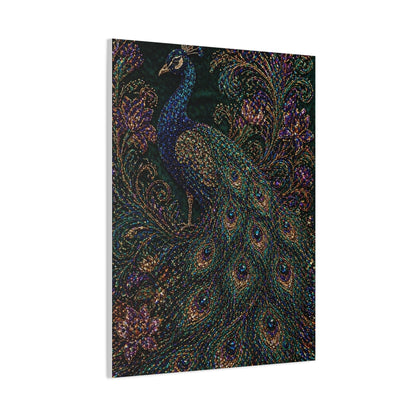 Beaded Textile Peacock Couture Wall Art & Canvas Print