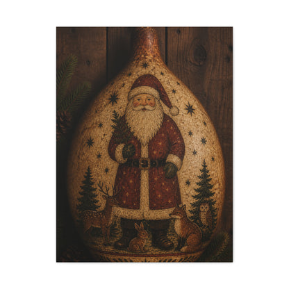 Folk Art Santa Gourd Plaque Wall Art & Canvas Print