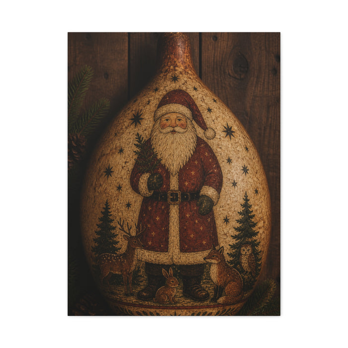 Folk Art Santa Gourd Plaque Wall Art & Canvas Print