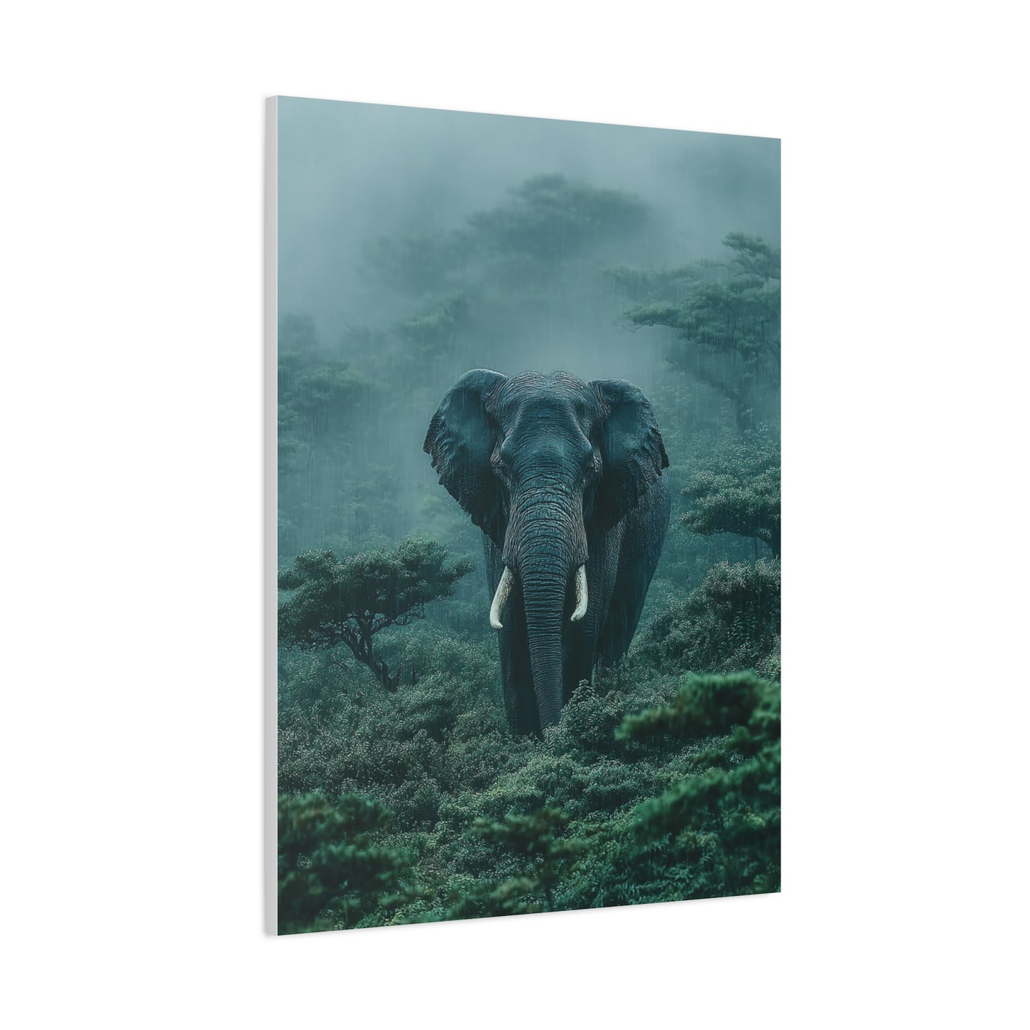 Elephant Rainforest Monsoon Portrait Wall Art & Canvas Print
