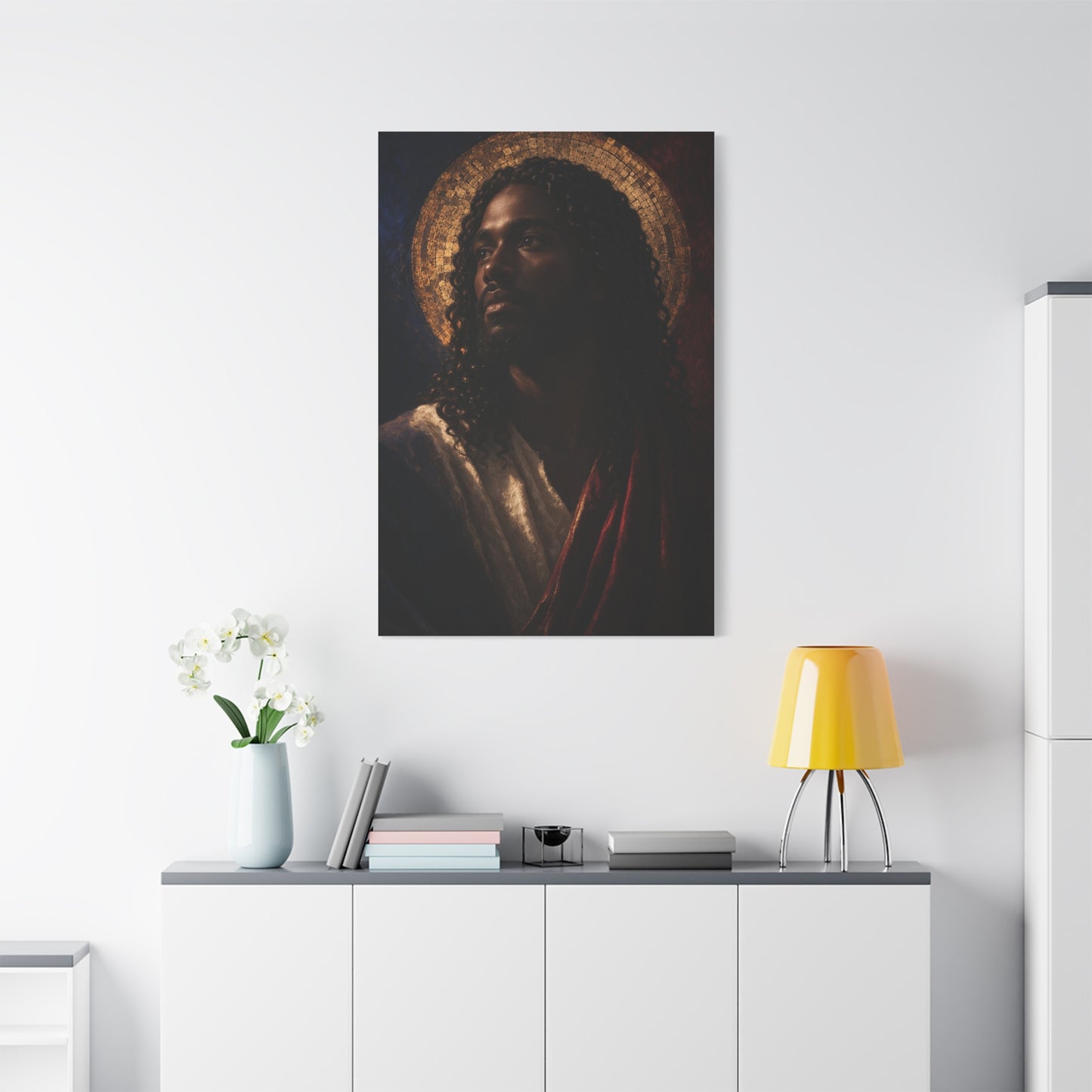 Christ with Golden Halo Contemporary Portrait Wall Art & Canvas Print
