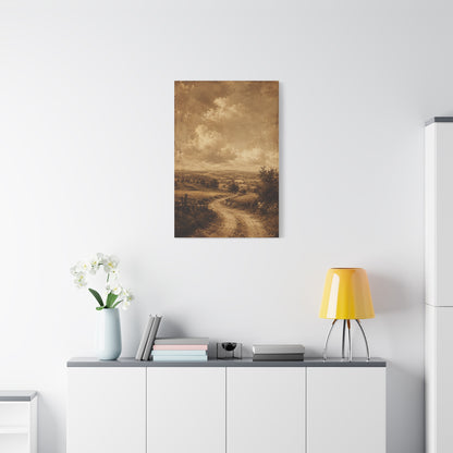Sepia Countryside Path Panorama Wall Art & Canvas Print
