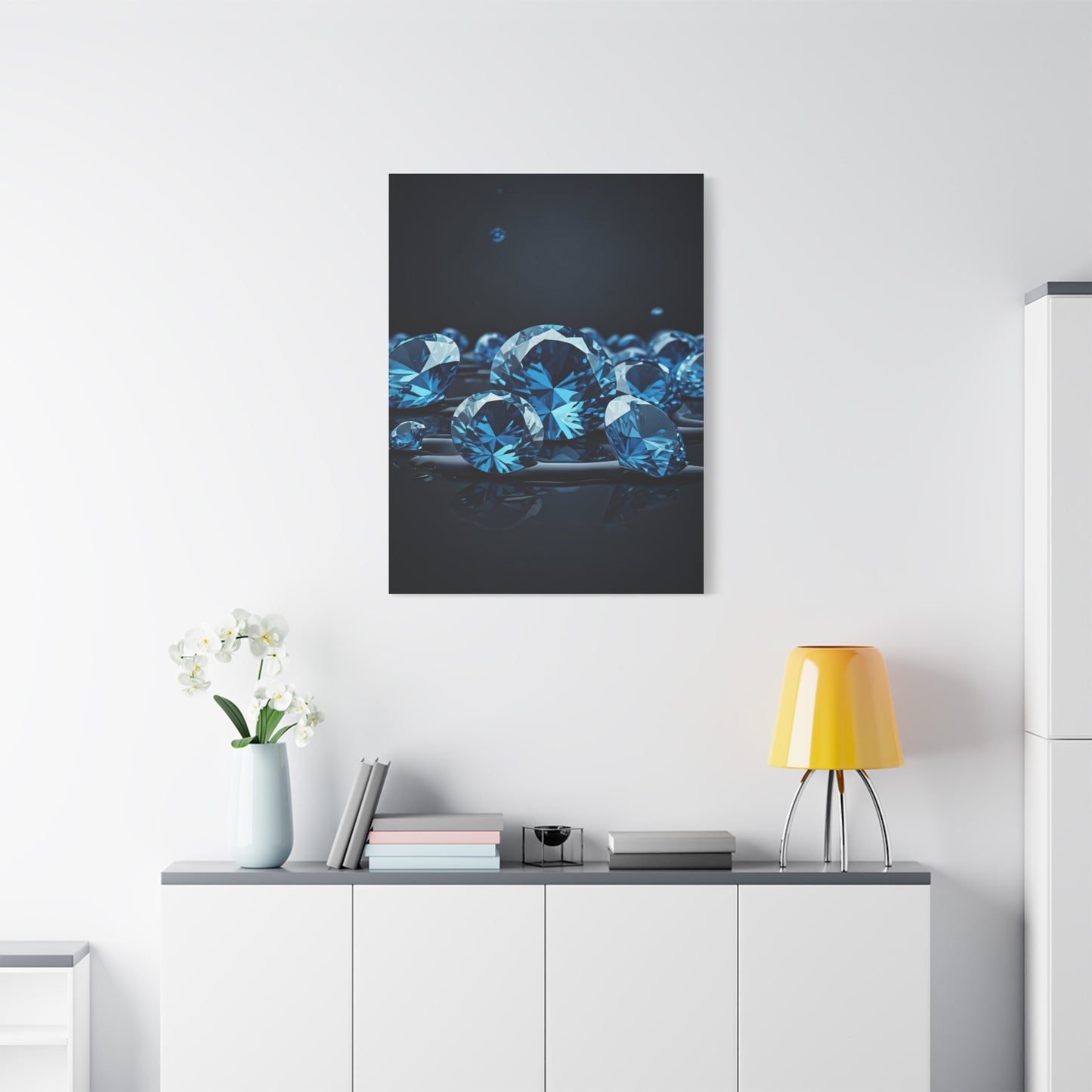 Scattered Blue Diamonds Luxury Wall Art & Canvas Prints