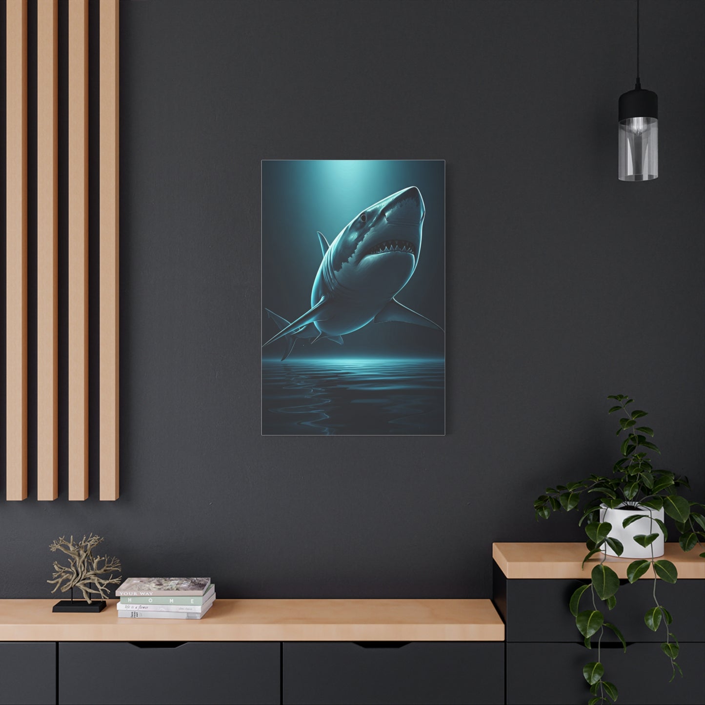 Great White Shark in Deep Blue Waters Wall Art & Canvas Prints
