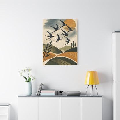 Minimalist Bird Silhouette Landscape Wall Art & Canvas Print