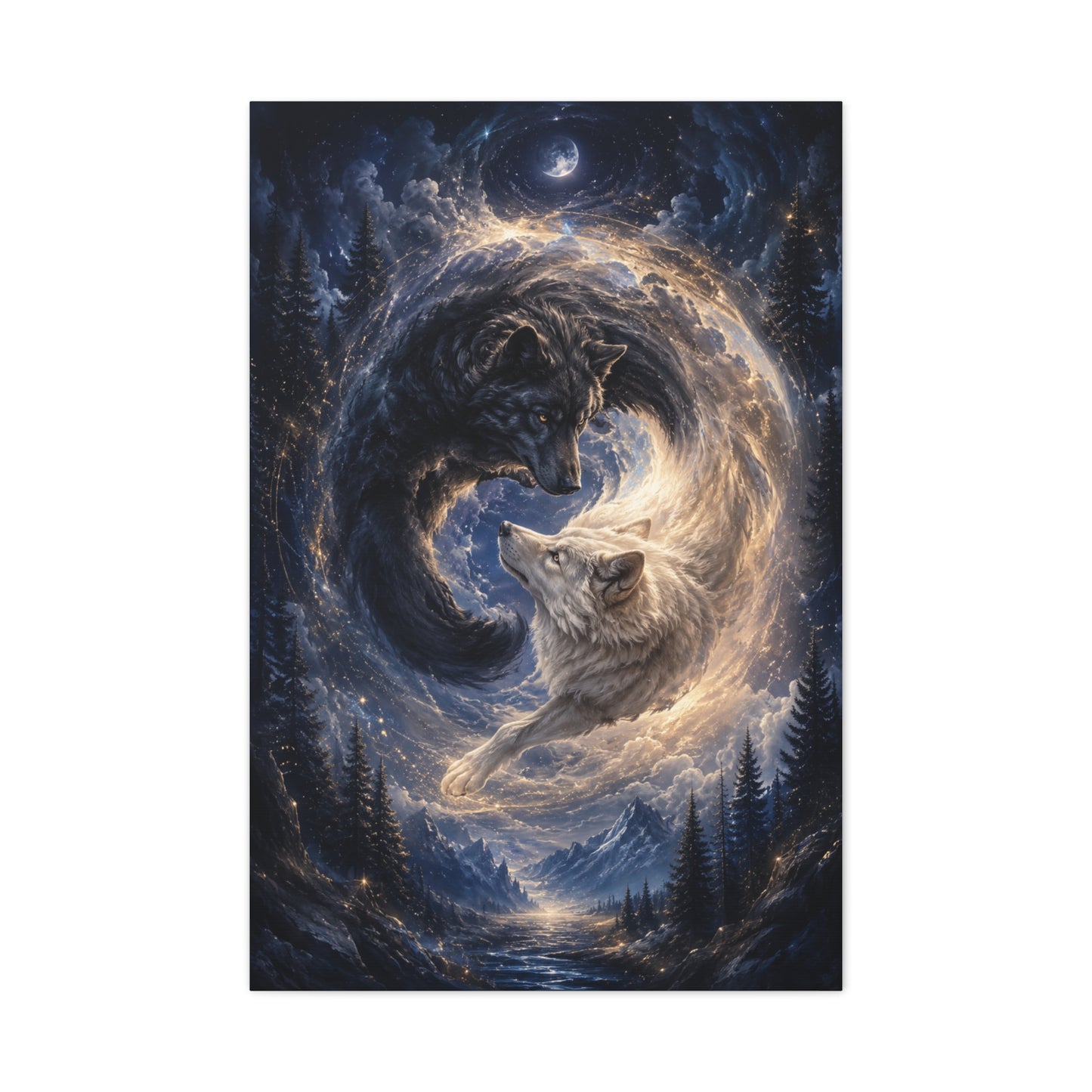 Celestial Wolf Pair Energy Vortex Wall Art & Canvas Print
