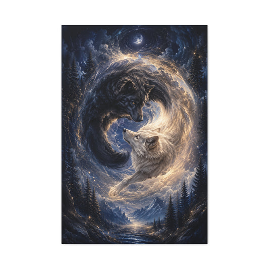 Celestial Wolf Pair Energy Vortex Wall Art & Canvas Print