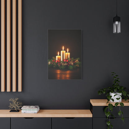 Christmas Candlelight Evergreen Centerpiece Wall Art & Canvas Print