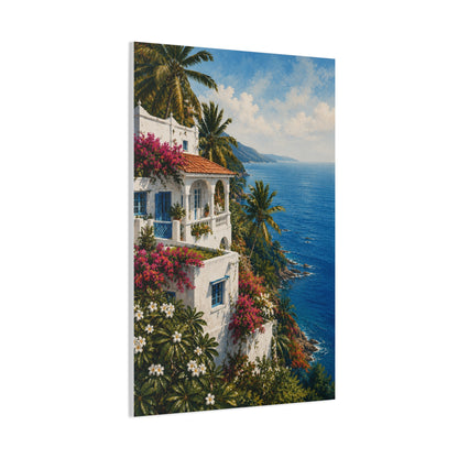 Mediterranean Coastal Villa Escape Tropical Wall Art & Canvas Print