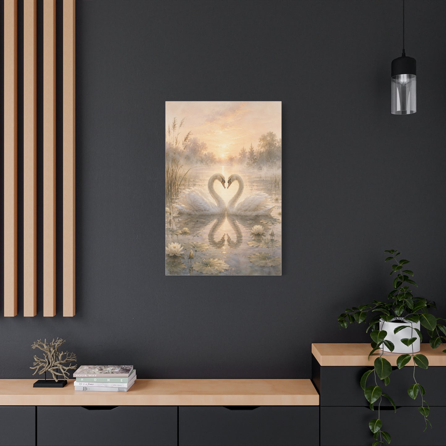 Ethereal Swan Devotion Sunrise Wall Art & Canvas Print