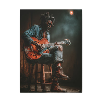 Acoustic Blues Session Portrait Wall Art & Canvas Print