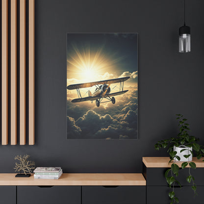 Sunlit Vintage Biplane Flight Wall Art & Canvas Prints
