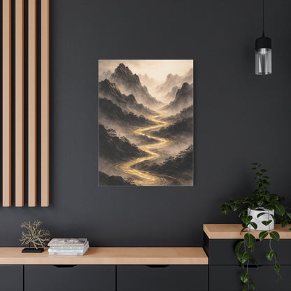 Gold River Mountain Landscape Wall Art & Canvas Print