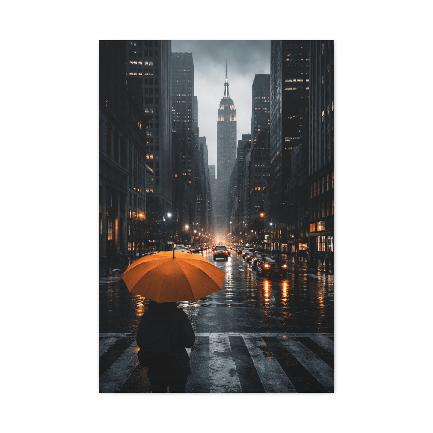 City Rain Reflection Wall Art & Canvas Print